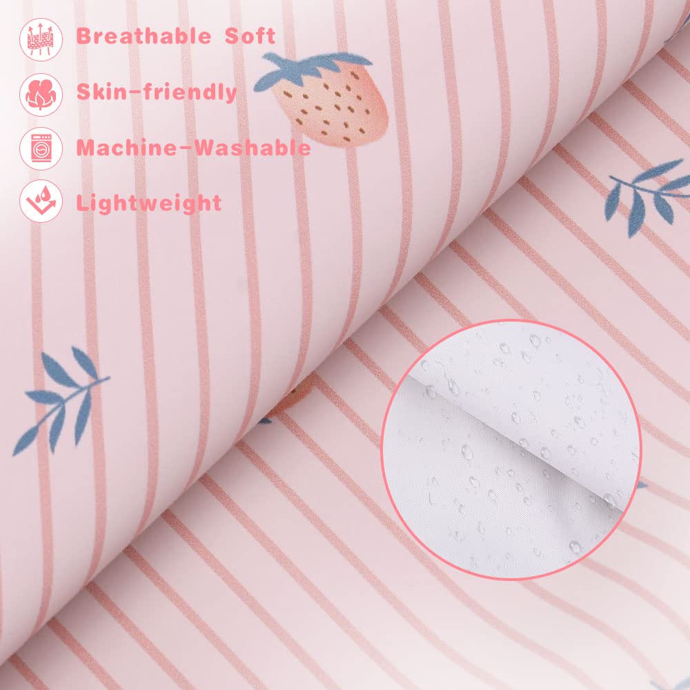 Vicloon Bavaglino a Manica Lunga, Bavaglini Pappa Svezzamento, Bavaglino Impermeabile con Tasca Frontale, Bavaglino in Tessuto PU Impermeabile, Drool Bavaglini per Bambini da 6 a 12 Mesi, Fragola Rosa