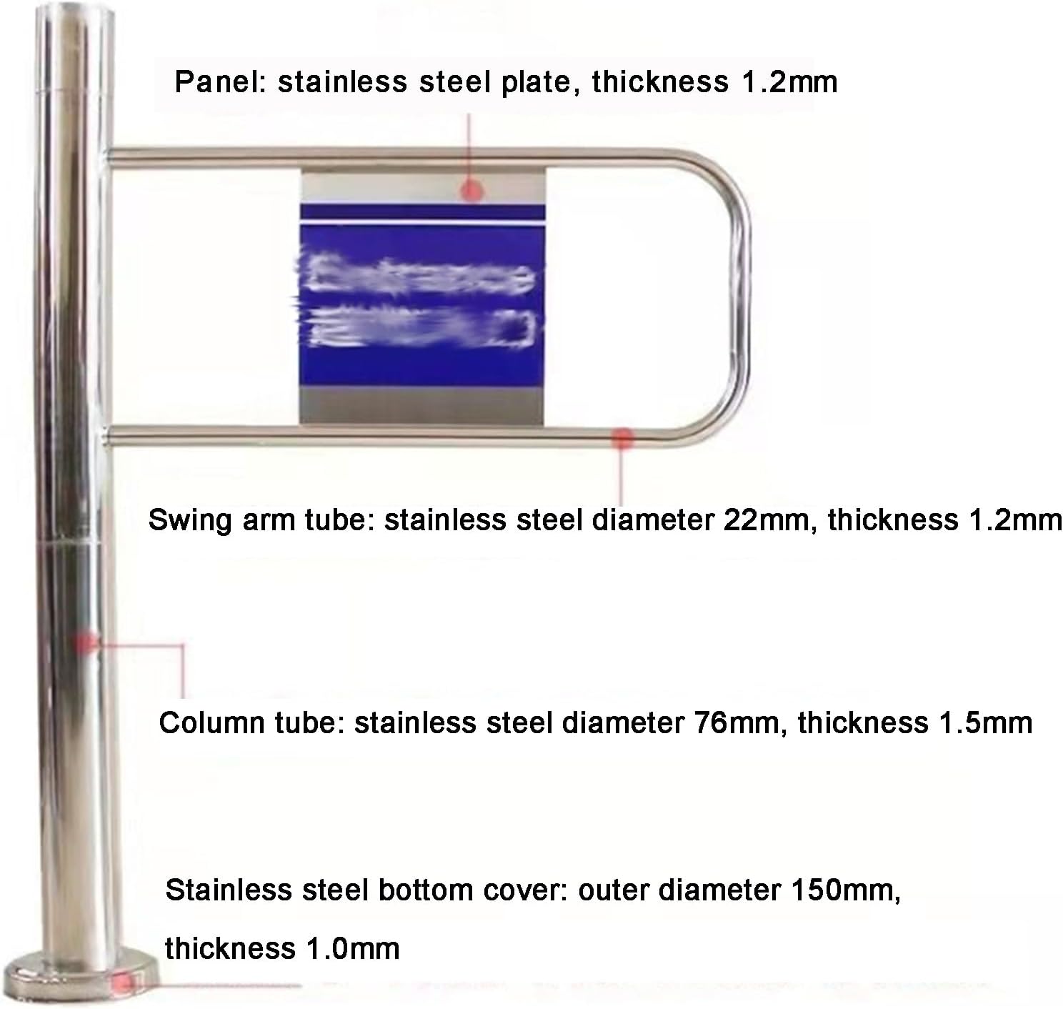Stainless Steel 90° Safety Swing Gate - One-Way Door for Supermarket Entrance, Manual Access Gate for Factories & Libraries, Durable Spring-Loaded Design (1x1m-A)
