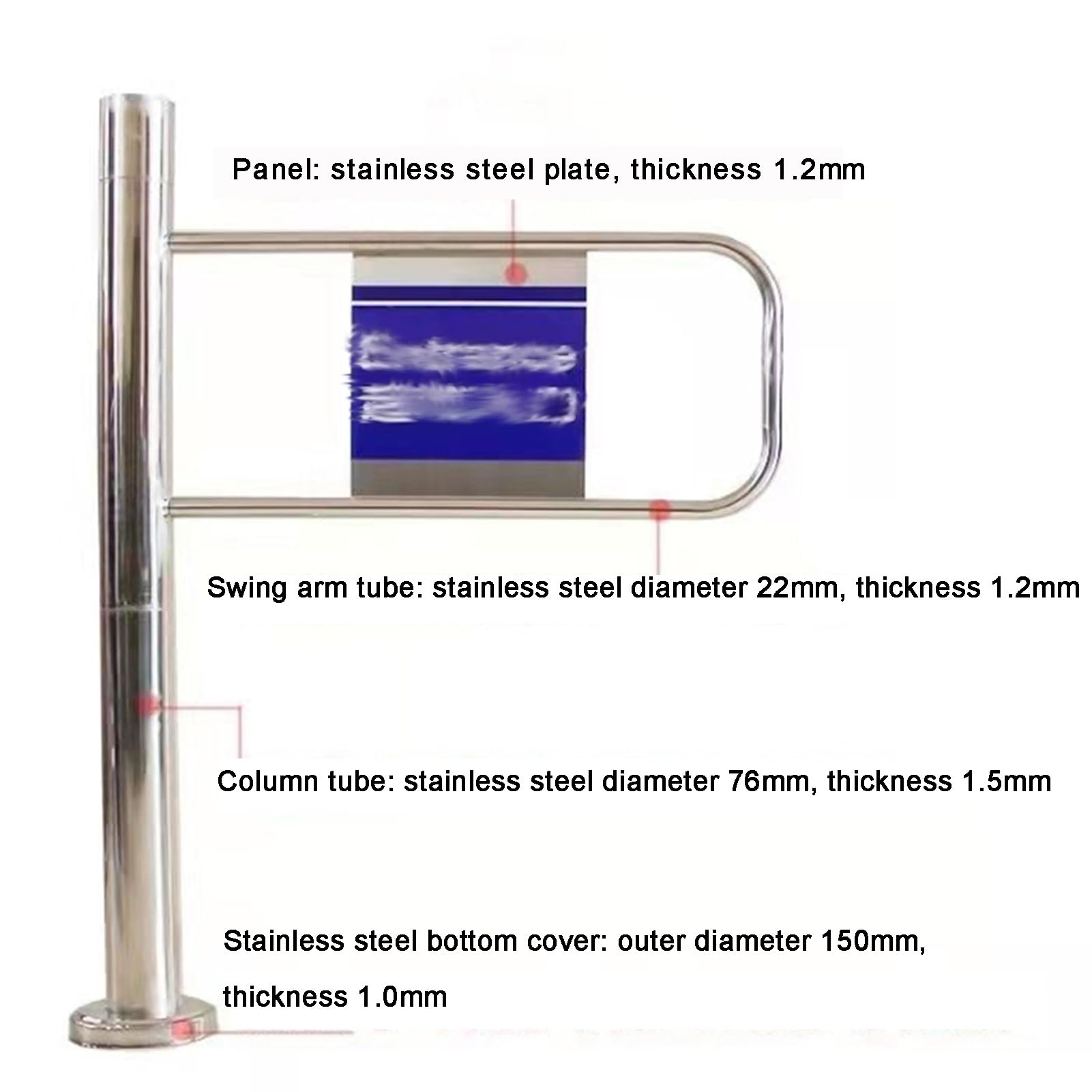 Générique Portillon de sécurité pivotant unidirectionnel en Acier Inoxydable, Porte d'accès Manuelle à 90° pour supermarchés, usines et bibliothèques - À Ressort, Durable, Dimensions 1,2 x 1 m