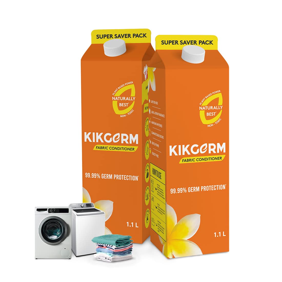 Sponsored Ad - ELO Clean by Kikgerm Plant Based Fabric Conditioner (2000ml) Natural, Eco-friendly, Non-toxic, Chemical-free, Biodegradable -Kids Safe, Skin Safe -Long Lasting Fragrance & Softness - 1000ml(Pack of 2)