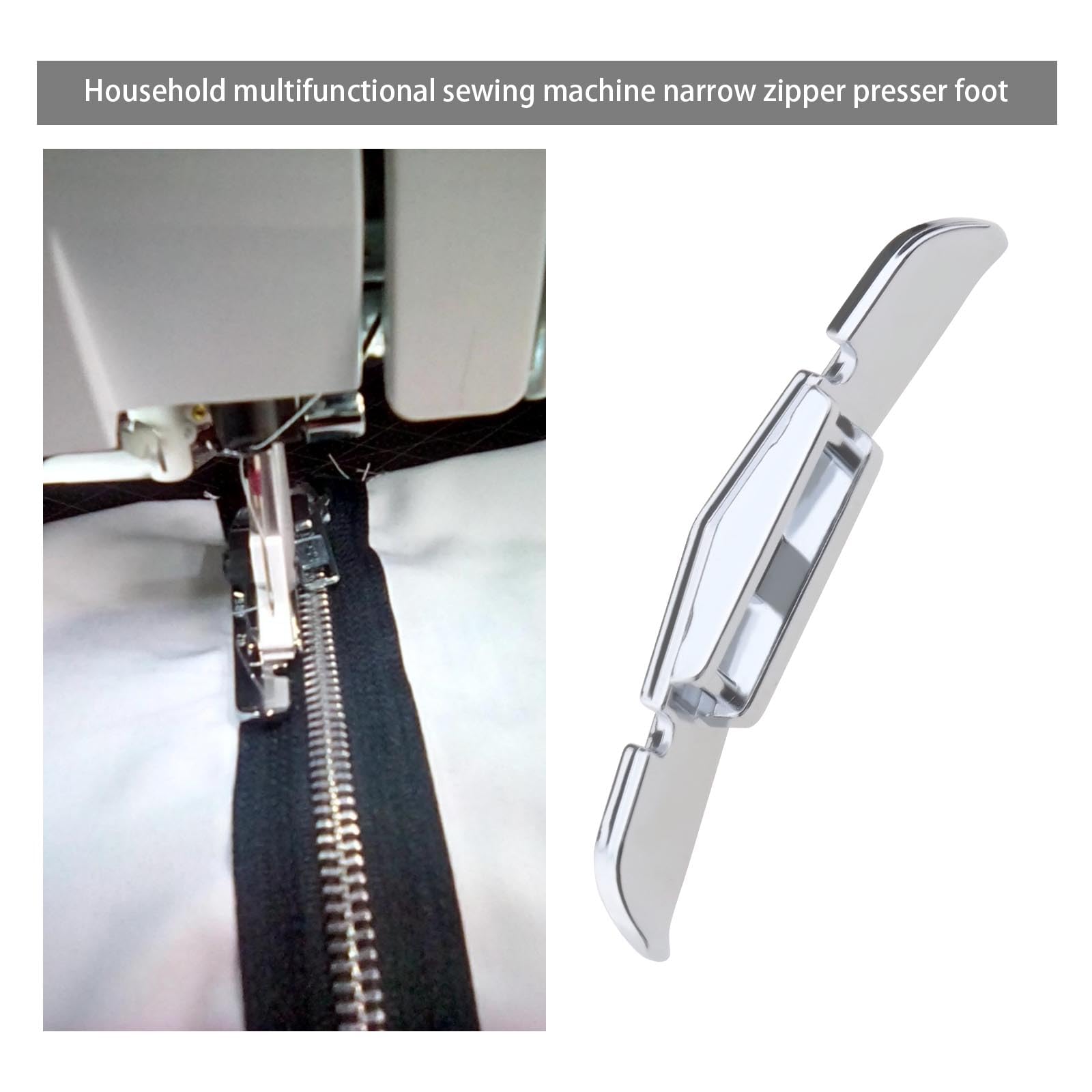 OTOTEC Prensatelas para cremallera estrecha 4125657-45 compatible con Husqvarna Grupo vikingo 1-8 Y modelos D Pies de cremallera estrechos de metal plateados