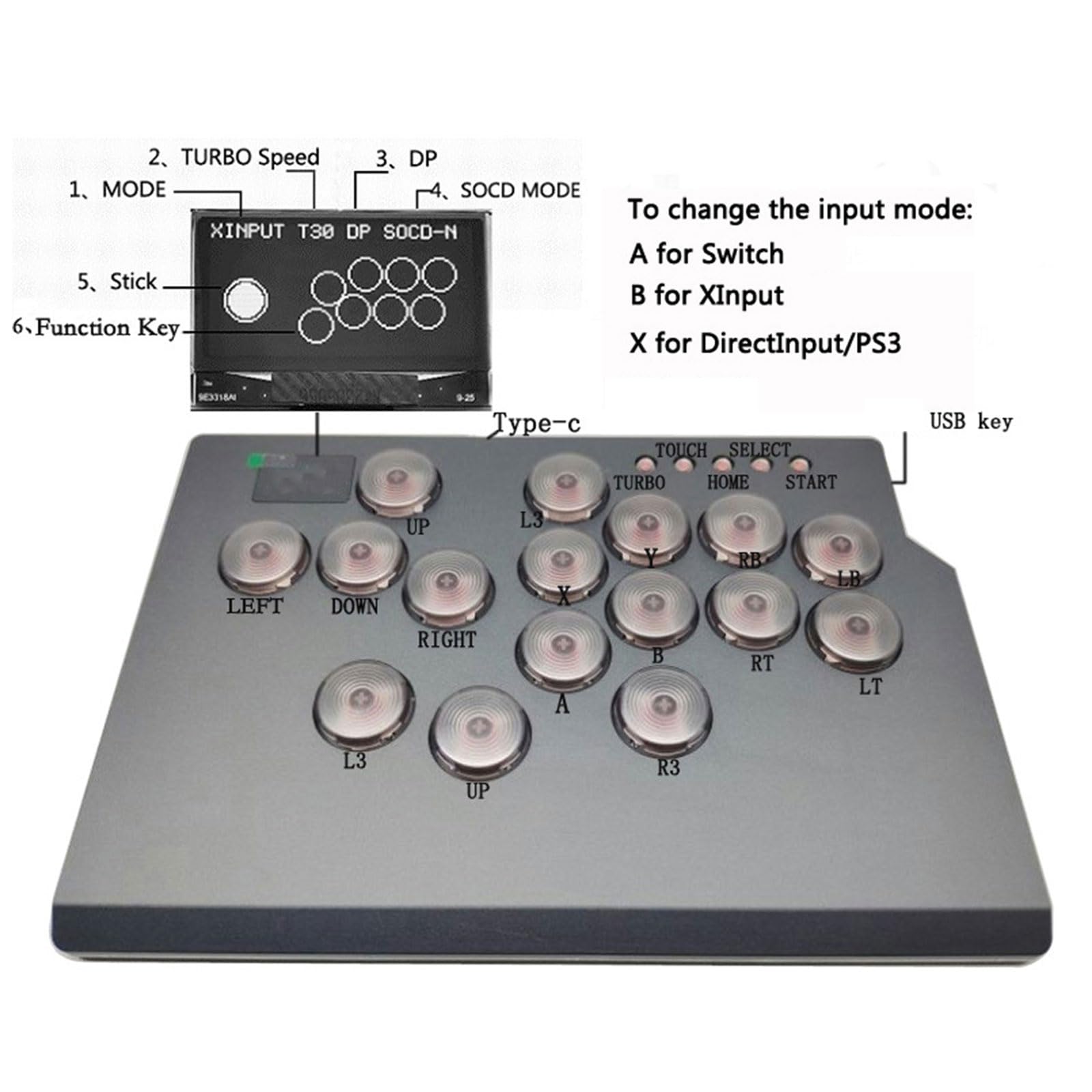 Fight Stick Stick für PC Controller Stick mit Lichtfunktion