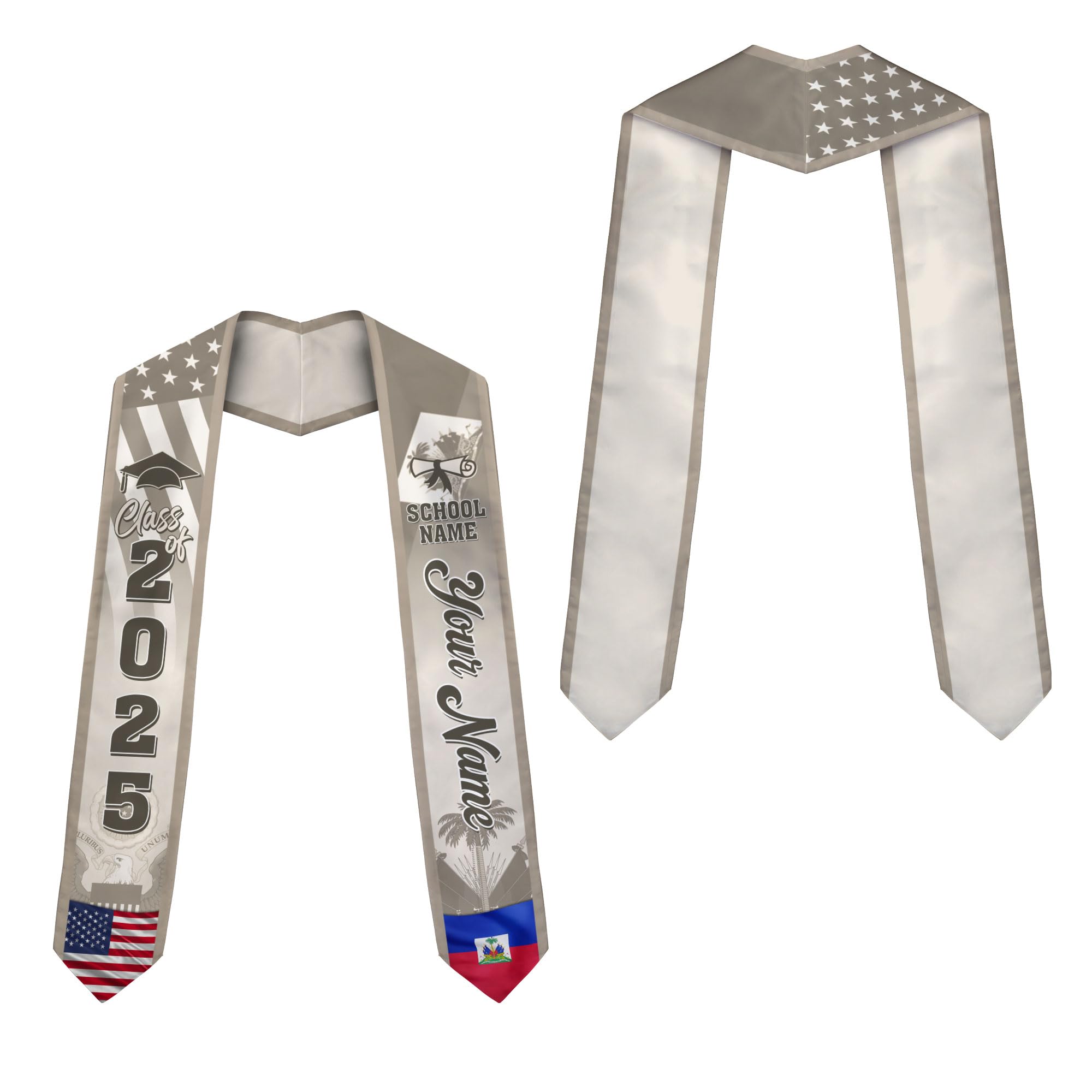 MonkeyVan Haitians Graduation Sash Haiti Graduation Stole Custom Haitians American Flag Graduation Sash 2025 Class of 2025 Ht11