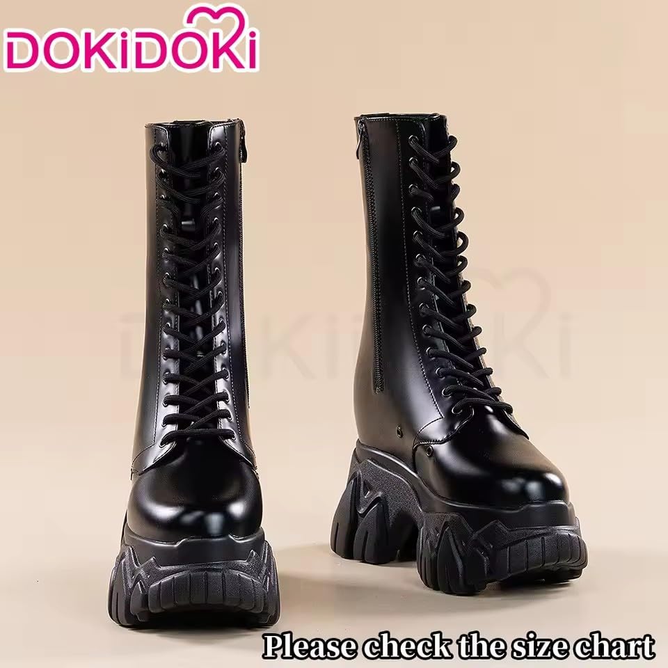 KIRA KIRA Women Cosplay Props 18cm/7in Heightening Elevator Shoes Black Invisible Thick-Soled Wedge High Heel Boots2