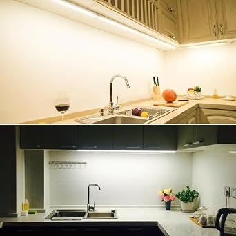 Ucuz Geldi Mutfak Tezgah Altı Aydınlatma Slim Led Bant Armatür 220 Volt Elektrik İle Çalışır Mutfak Dolap Altı Led Tezgah Işığı (Gün Işığı, 5 Watt - 31,5 Cm) [Enerji Sınıfı F]