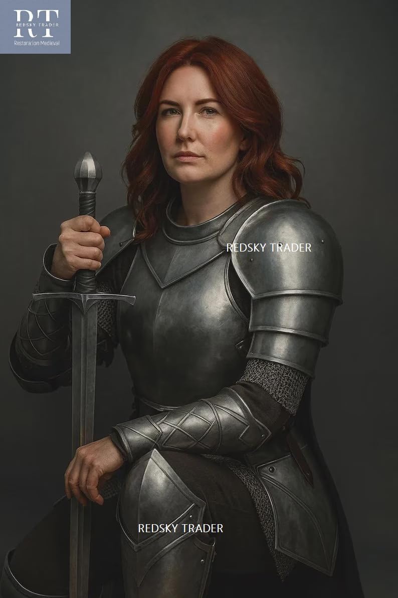 Medieval Female Half Armor Set – Cuirass, Pauldrons, Gorget, Leg Guards & Bracers for LARP, Cosplay & Fantasy Roleplay