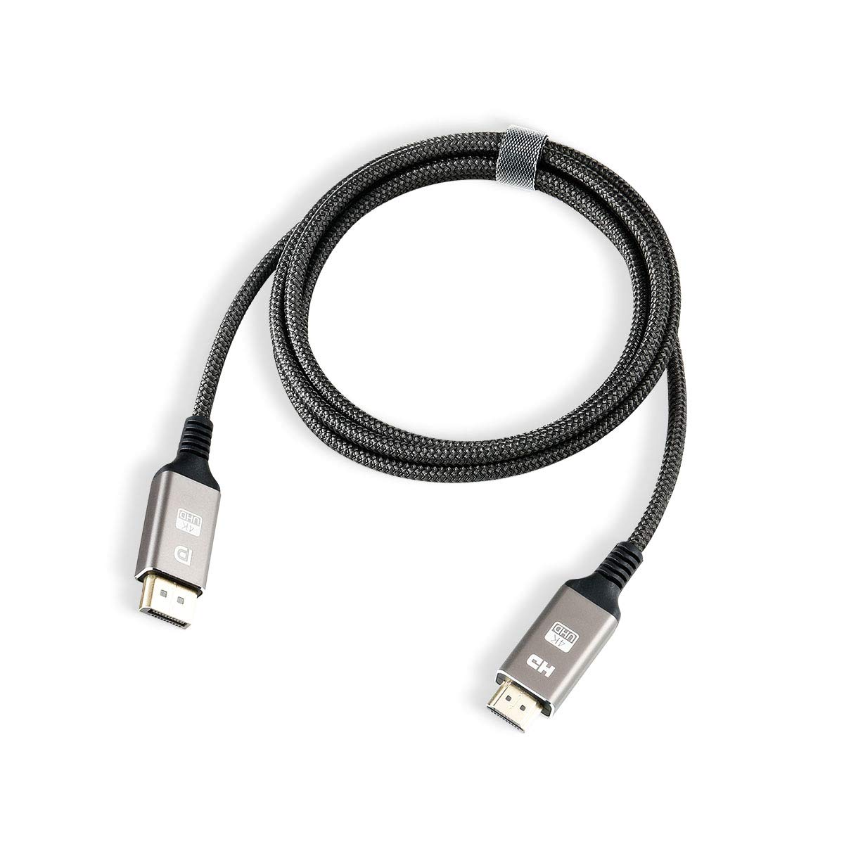 Cavo DisplayPort a HDMI, cavo unidirezionale in nylon intrecciato 4K UHD HD ad alta velocità DP a HDMI, compatibile con DisplayPort Computer Laptop, 2 m, grigio scuro
