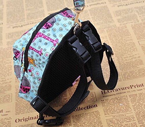 Ocsoso Puppy Dog Backpack,Saddle Bags,Back Pack With Training Lead Leash (Blue Animail, L) #TOP1