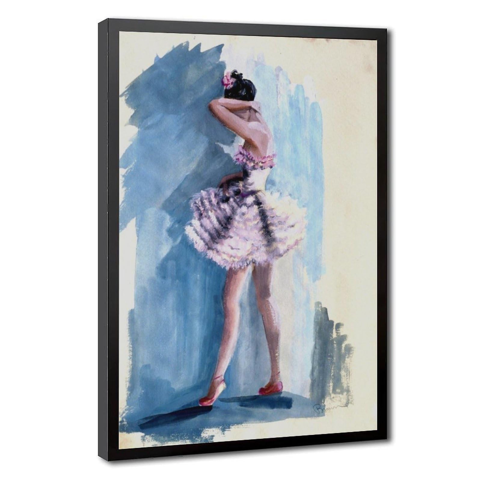 Poster su tela a tema ballerina ad acquerello blu danza poster decorazione camera da letto paesaggio ufficio camera da letto decorazione regalo 40,6 cm L x 61 cm W