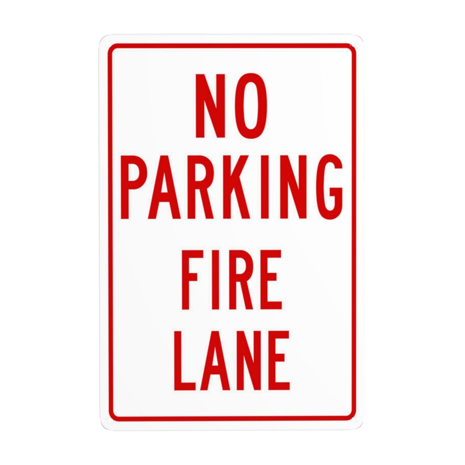 SMAZDFXX No Parking Fire Lane Sign, In Red Metal Warning Signs, Cautions Security Tin Sign, Safety Posted Signs for Street Business Wall Decor 8"x12"