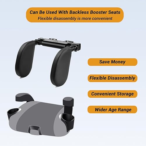 Miniatura 8 de Almohada para reposacabezas de automóvil, reposacabezas de espuma viscoelástica gruesa, almohada de soporte para el cuello, reposacabezas ajustable