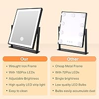 Vista 5 de Beelux Espejo de tocador con luces, espejo de maquillaje de 11 pulgadas con luz regulable, control inteligente, memoria, ajustable 3 modos