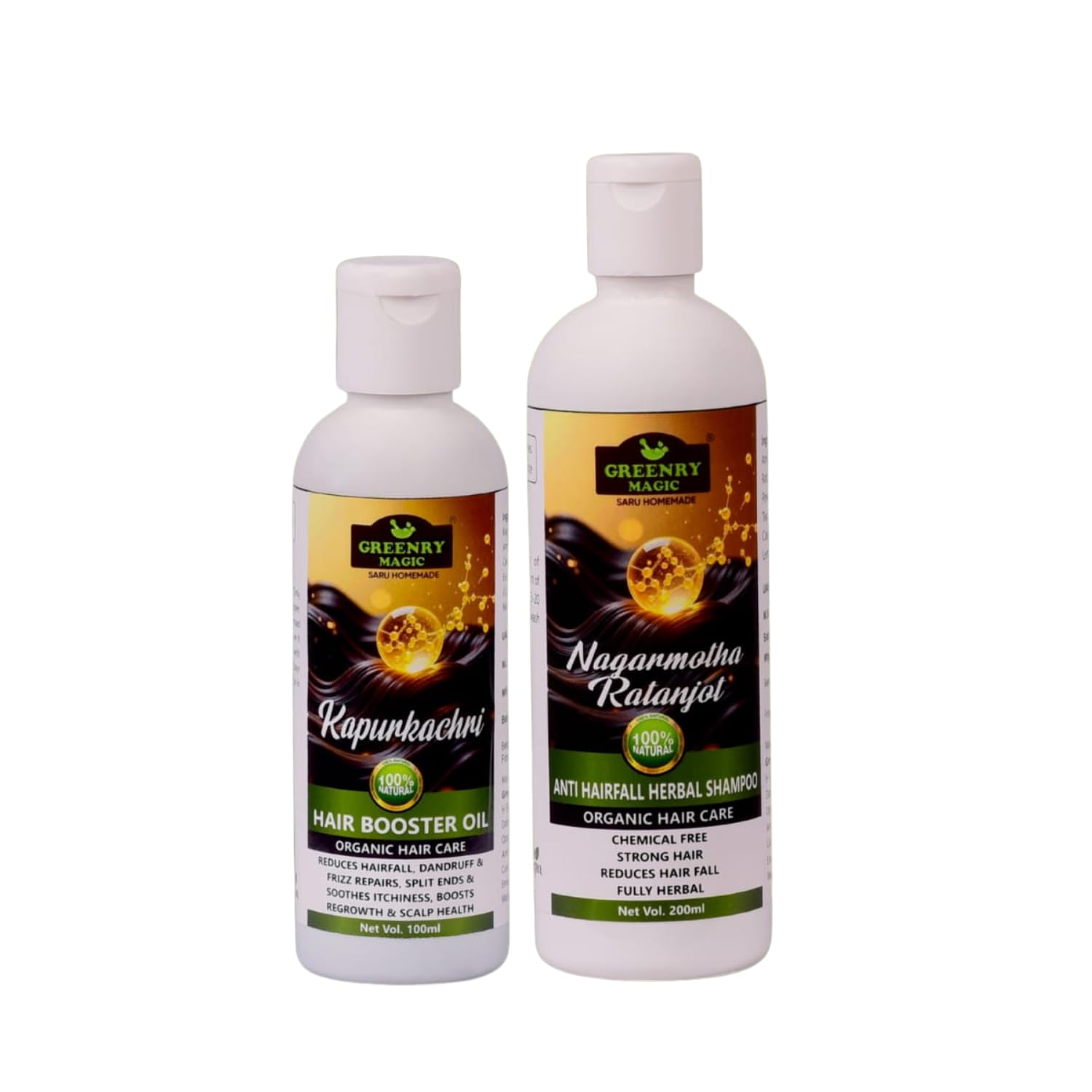 Organic Hair Care Set | Anti Hair Fall Herbal Shampoo 200ml + Hair Booster Oil 100ml | Natural Growth & Strengthening Combo | Chemical-Free Ayurvedic Care-image-18