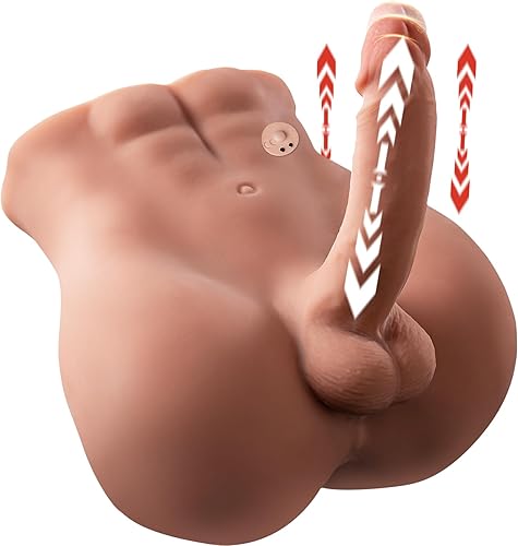 AUSLOVE Muñeca sexual masculina para mujer con consolador enorme telescópico de 7.1 pulgadas, muñecas sexuales realistas de torso de 11.5 libras