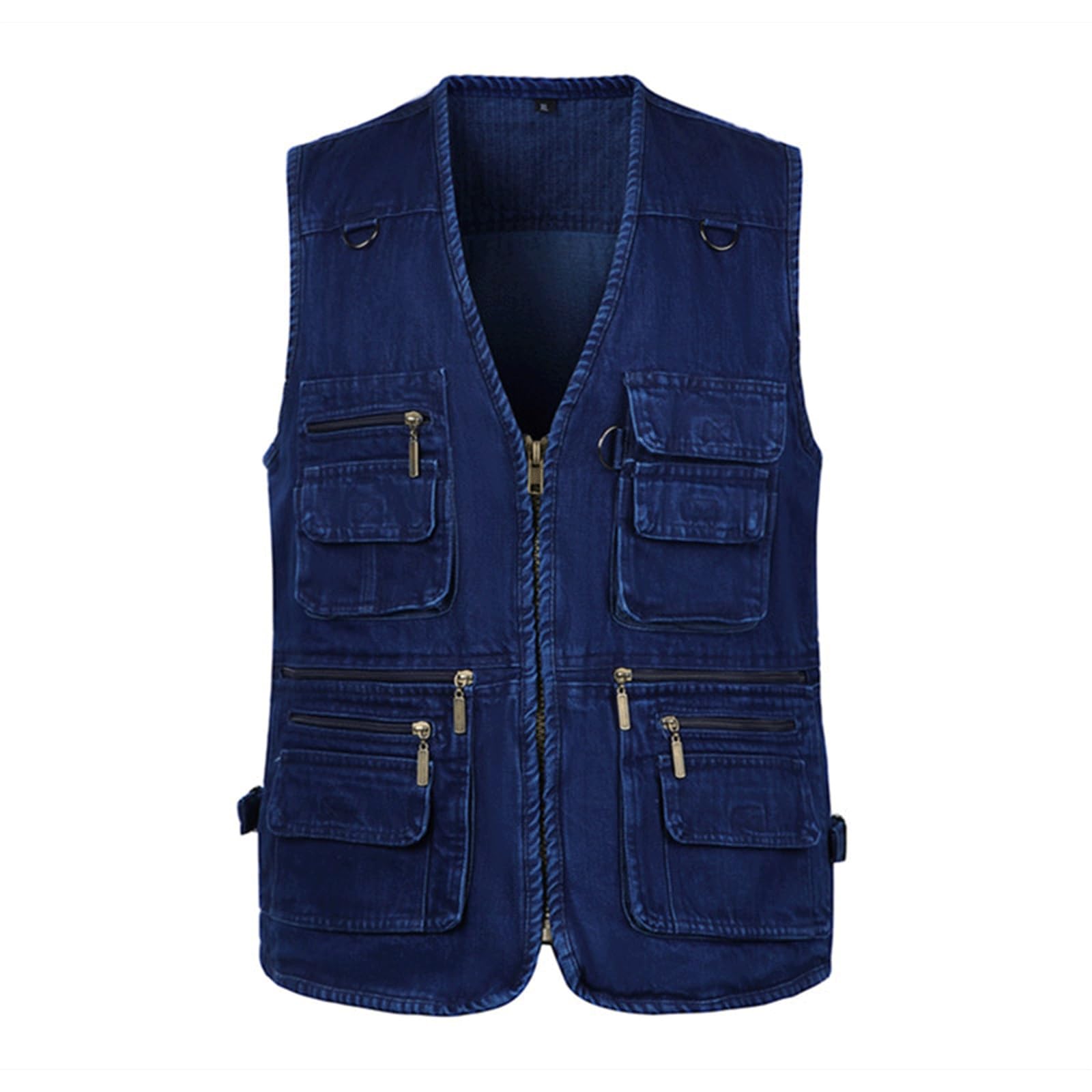 Wygwlg Gilet Da Uomo In Denim Di Grandi Dimensioni Widen, Giacca Senza Maniche Multitasche Casual Da Esterno Jean Work Travel Utility Vest, Per La Pesca Fotografica Di Viaggio