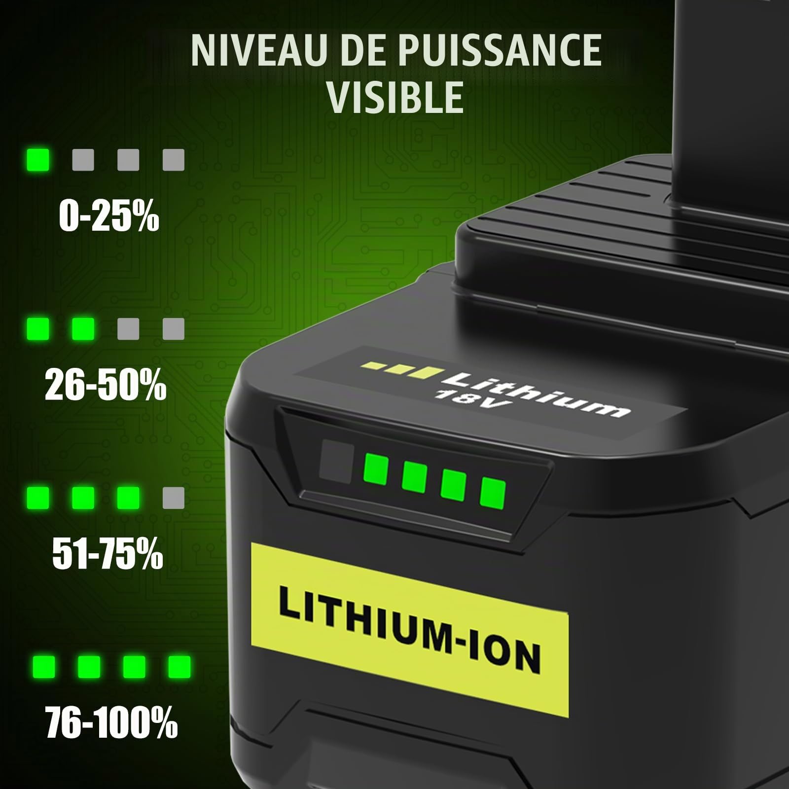 2 X 8000mAh Batterie Compatible pour Ryobi Batterie 18V RB18L13, RB18L15, RB18L20, RB18L25, RB1840X, RB1840T, RB18L50 Batterie