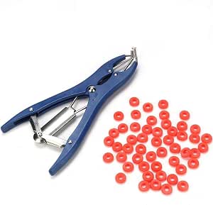 Pince De Castration Elastrator Avec 100 Anneaux En Caoutchouc - Outil Pour Animaux (Porcs, Moutons, Chèvres, Chiens)