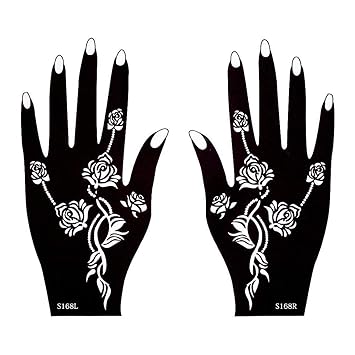 Ivana's Heena Mehandi Tatto Stencil Set for | Hand | Body | Fingure | Face | Heena Art Temporary Tatto for Kids, Girls & Women, Design - IVN-01, Black, M