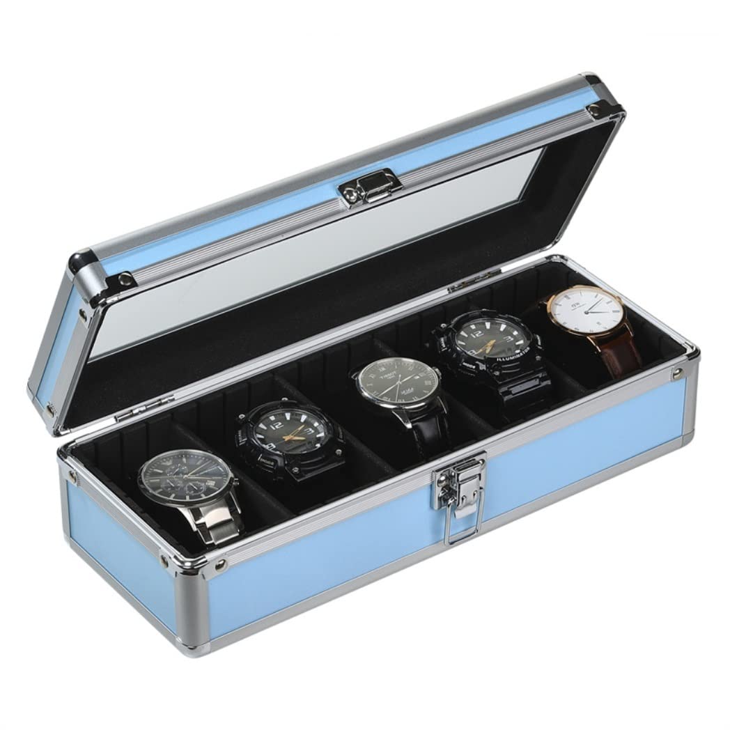 QUSYZD Watch Case Watch Roll Watch Storage Boxes Watch Case for Men Watch Case Display Organizer Boxes for Women Watch Box Watch Winder,Blue