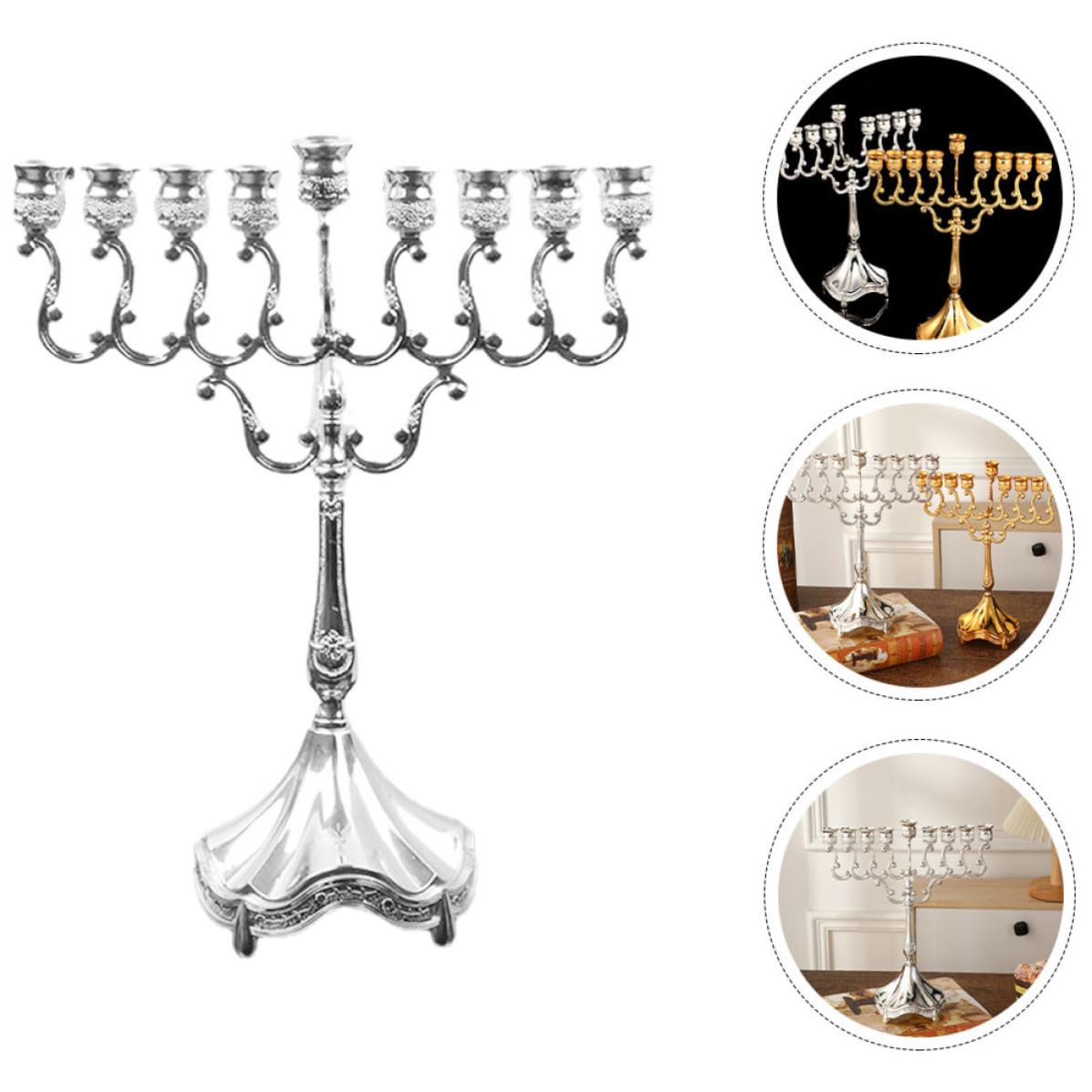 Candelabro de Metal de Aleación de Zinc Estilo Europeo Antiguo 9 Brazos, Decoración Elegante para Bodas y Fiestas Nocturnas, Rendimiento Estable y Uso Práctico