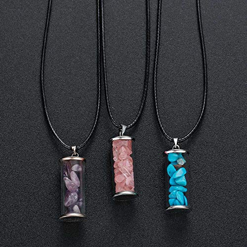 Junhan Lapis Lazuli Chakra Healing Crystal Wishing Bottle Pendants Necklace For Womens Girls Tumbled Rock Wicca Chip Stone Wish Reiki Energy Pendant Jewelry #TOP5