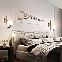 Vista 7 de Juego de 2 apliques de pared industriales de globo de mediados de siglo, lámpara de pared moderna para tocador de baño con pantalla de vidrio