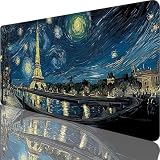 Tappetino Mouse XXL 600x300x3 mm, Blu Tappetino Mouse Lavabile, Torre Eiffel Mouse Pad Accessori Gaming, con Base in Gomma Antiscivolo Sottomano Scrivania per Computer, Lavoro, Casa, Regalo Uomo l-945