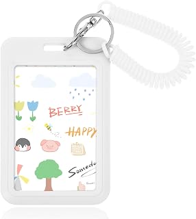 Photocard Holder Keychain, White Acrylic 3 Inch Photo Card Holders ID Protector Hard Badge Holder Bus Card Credit ID Bank Card Holder for Nurse Doctor Teacher
