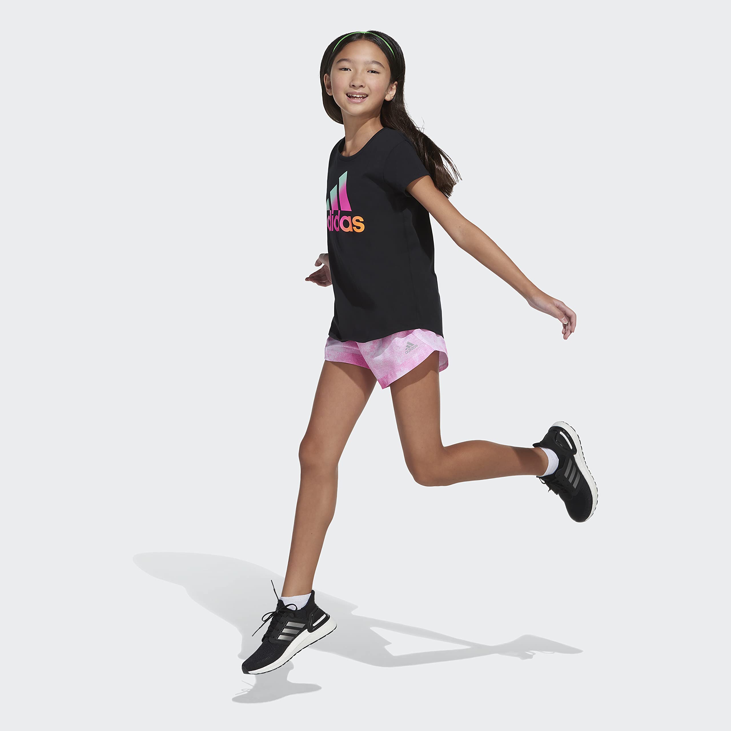 adidas Girls' Print Woven Short, Black, Medium