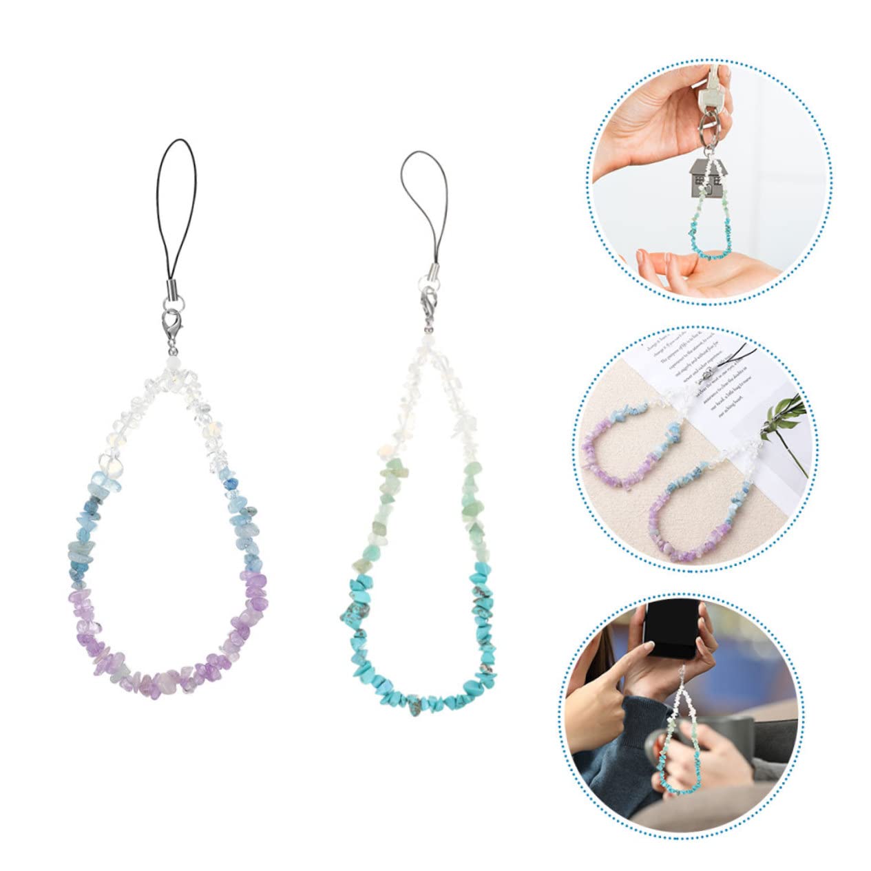 Gadpiparty 8 Piezas cordón de teléfono de cristal correas de teléfono para exteriores correa para teléfono móvil con cuentas decoración teléfonos móviles encanto del teléfono natural pulsera