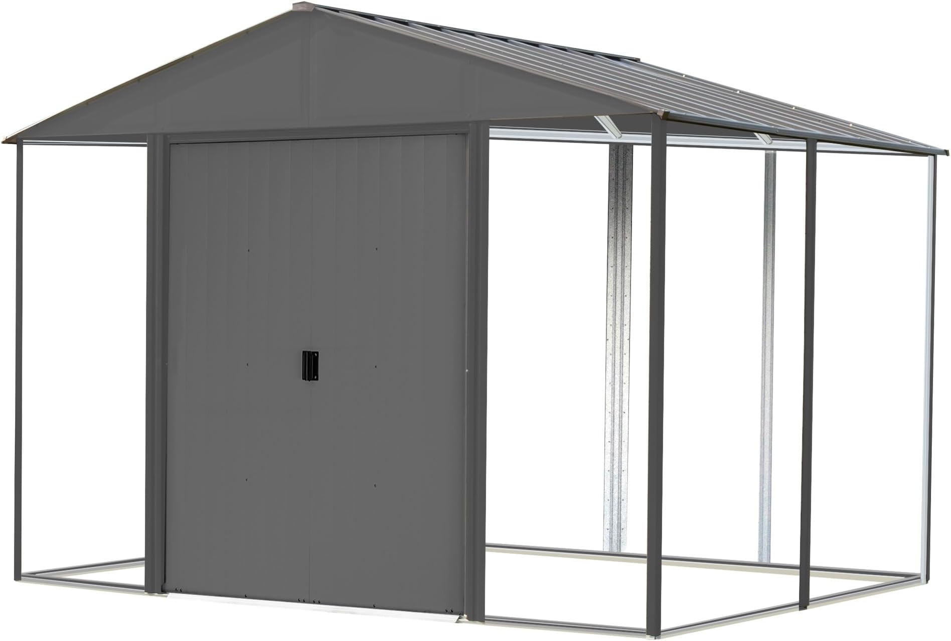 Arrow 10' x 8' Ironwood Galvanized Steel Hybrid Outdoor Shed Kit, Anthracite