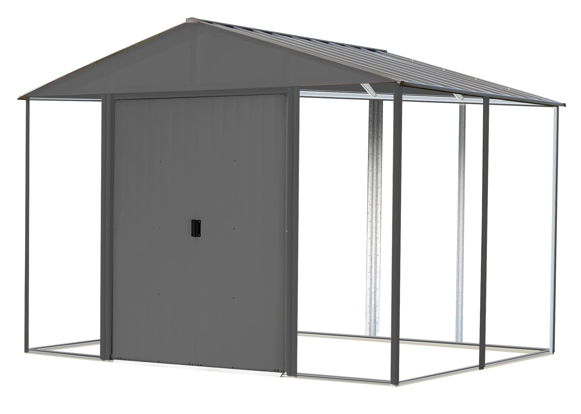 10' x 8' Ironwood Galvanized Steel Hybrid Outdoor Shed Kit, Anthracite