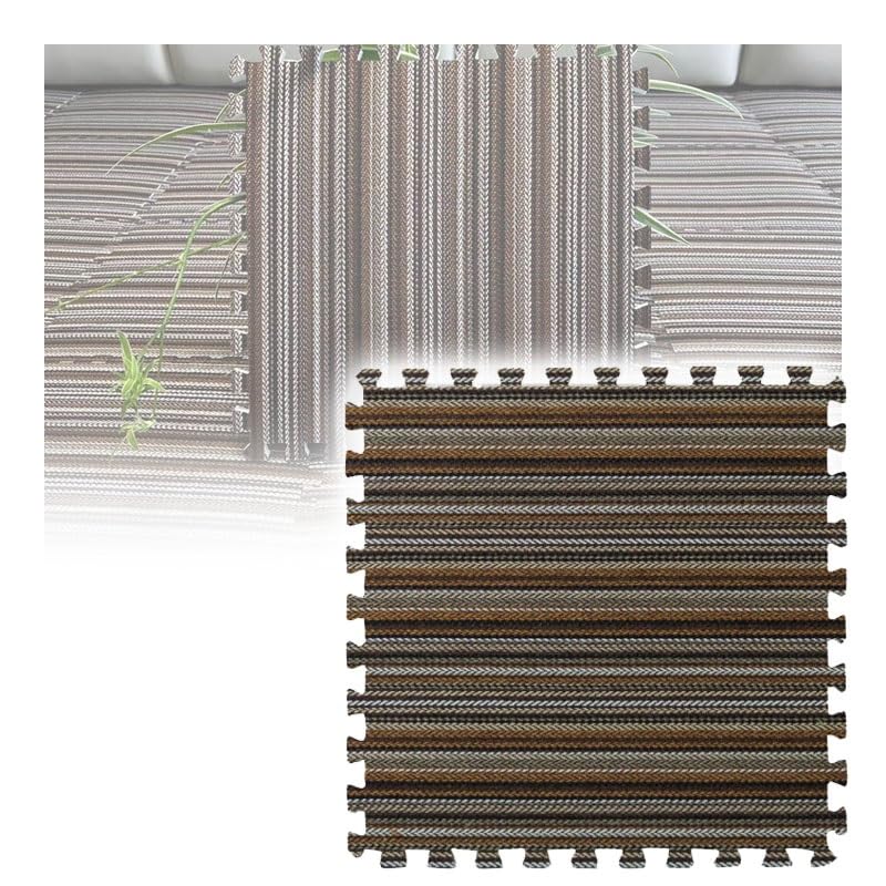 Dalles de sol puzzle 50 pcs marron rayé tapis emboîtable