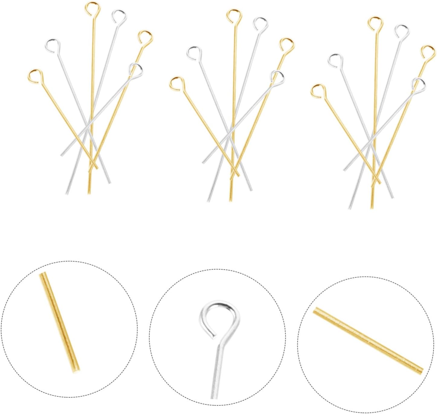 Didiseaon 1200pcs Mini Metal Eye Pins Jewelry Findings for DIY Beading and Pendant Crafting, Gold and Silver Open Head Pins for Bracelet and Necklace Making