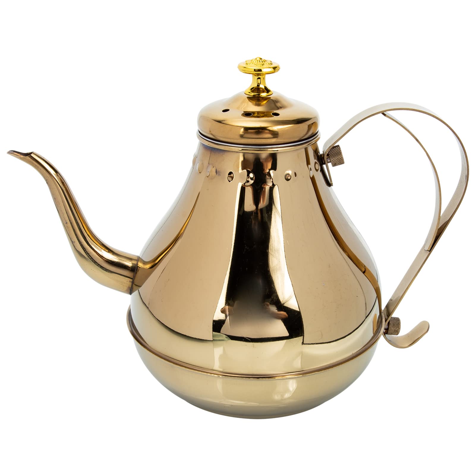 YARNOW Water Tea Kettle Turkish Coffee Pot Vintage Stainless Steel Teapot with Strainer Restaurant Coffee Serving Pot European Style Milk Tea Kettle for Home Coffee Shop Use Golden Jug Water Jug