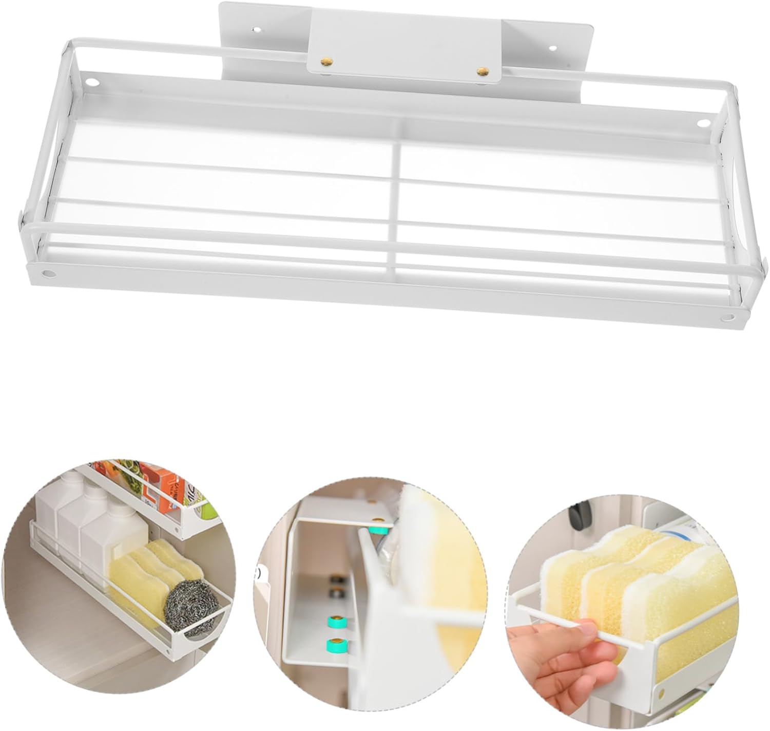 Zerodeko Pull out Storage Organizer Rack for Kitchen Bathroom Sliding Shelf with Guardrail Design for Under Sink Cabinet Spice Jar Organizer