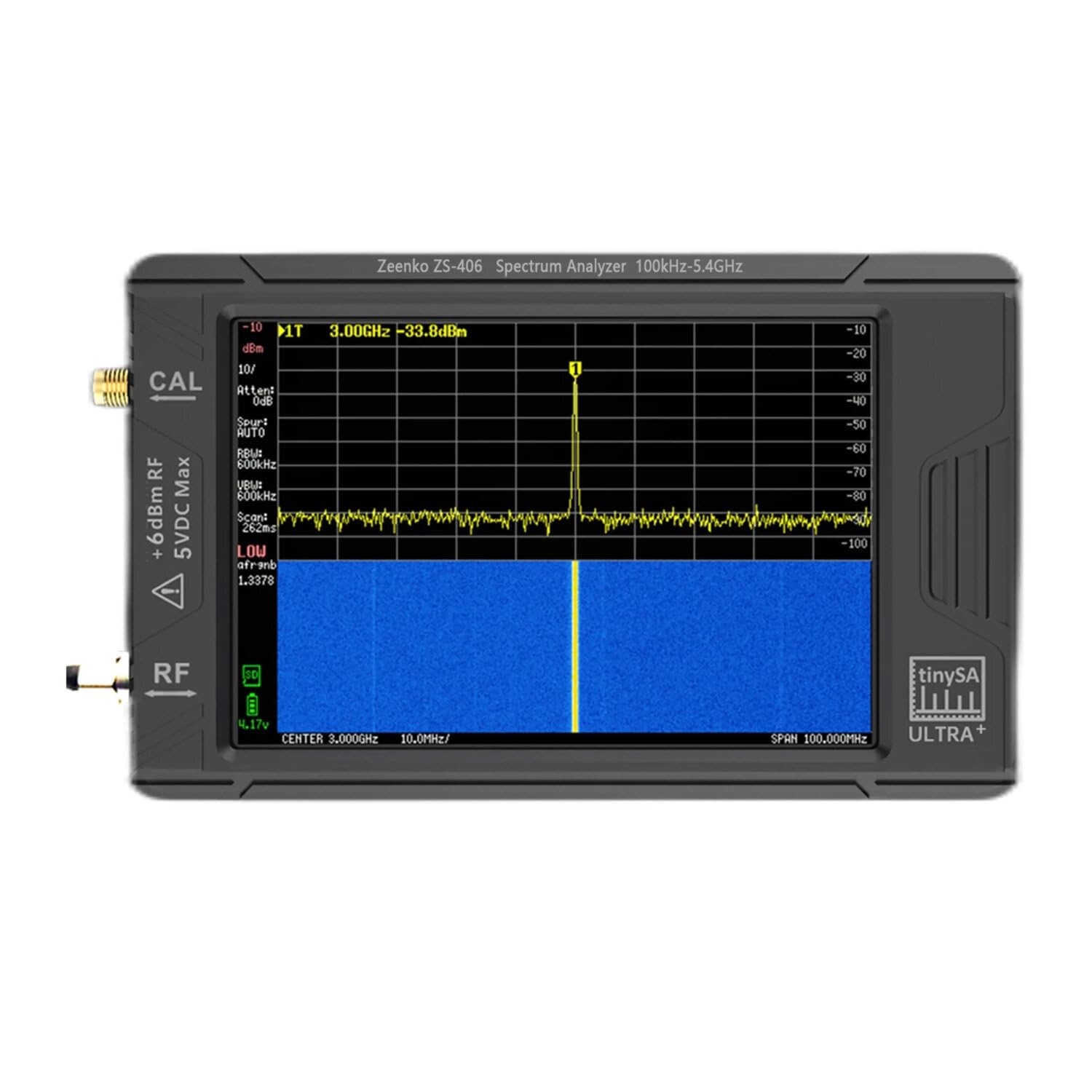 VIDOO Analizzatore Spettro Portatile ZS406 900MHz-5.4GHz Modulo LNA 20dB LCD IPS-TFT 3,98 pollici Batteria 5000mAh