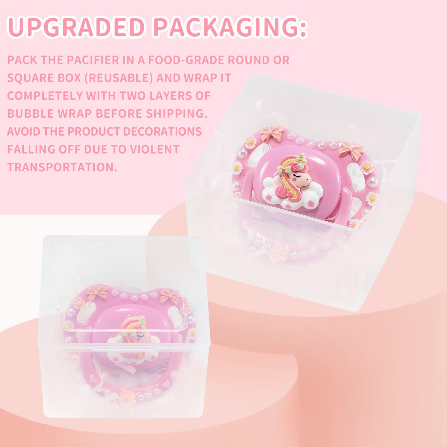 CutiePlusU Adult Sized Pacifier Dummy for Adult DIY Handmade Big Shield-Unicorn Pink - Image 7