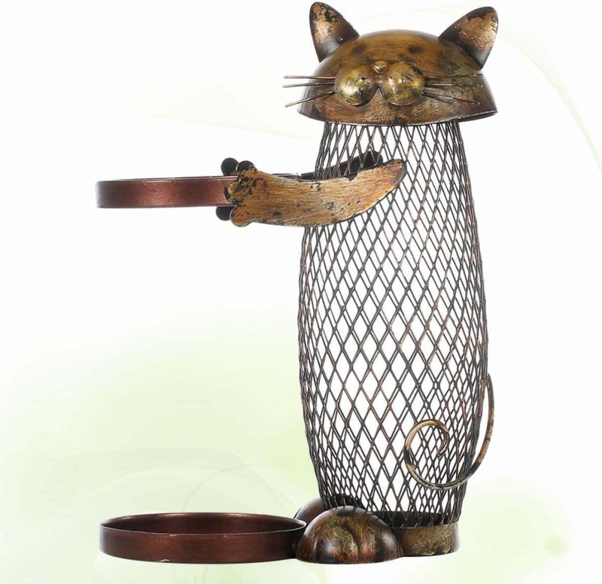 Ciieeo Iron Wine Bottle Rack Cat Shape with Coin Storage