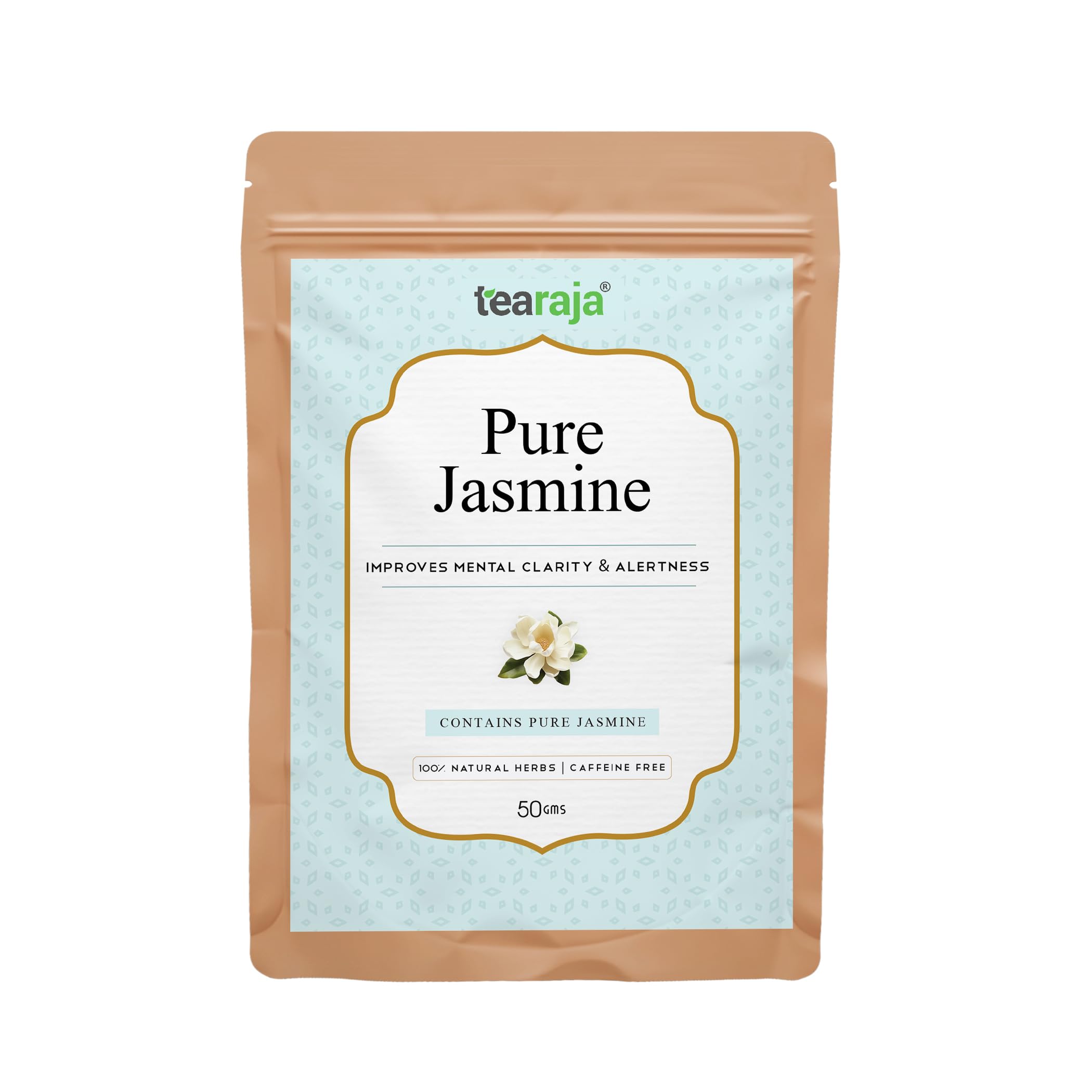 TeaRaja Pure Caffeine-Free Jasmine Natural Relaxant and Mood Booster Herbal Tea, 50 g