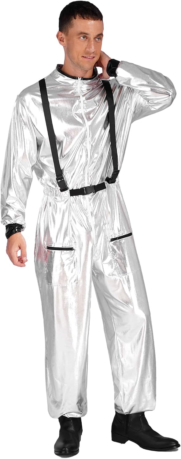 Jelory Unisex Adult Alien Space Unitards Jumpsuit Astronaut Cosplay Costume Dress Up Zipper Bodysuit
