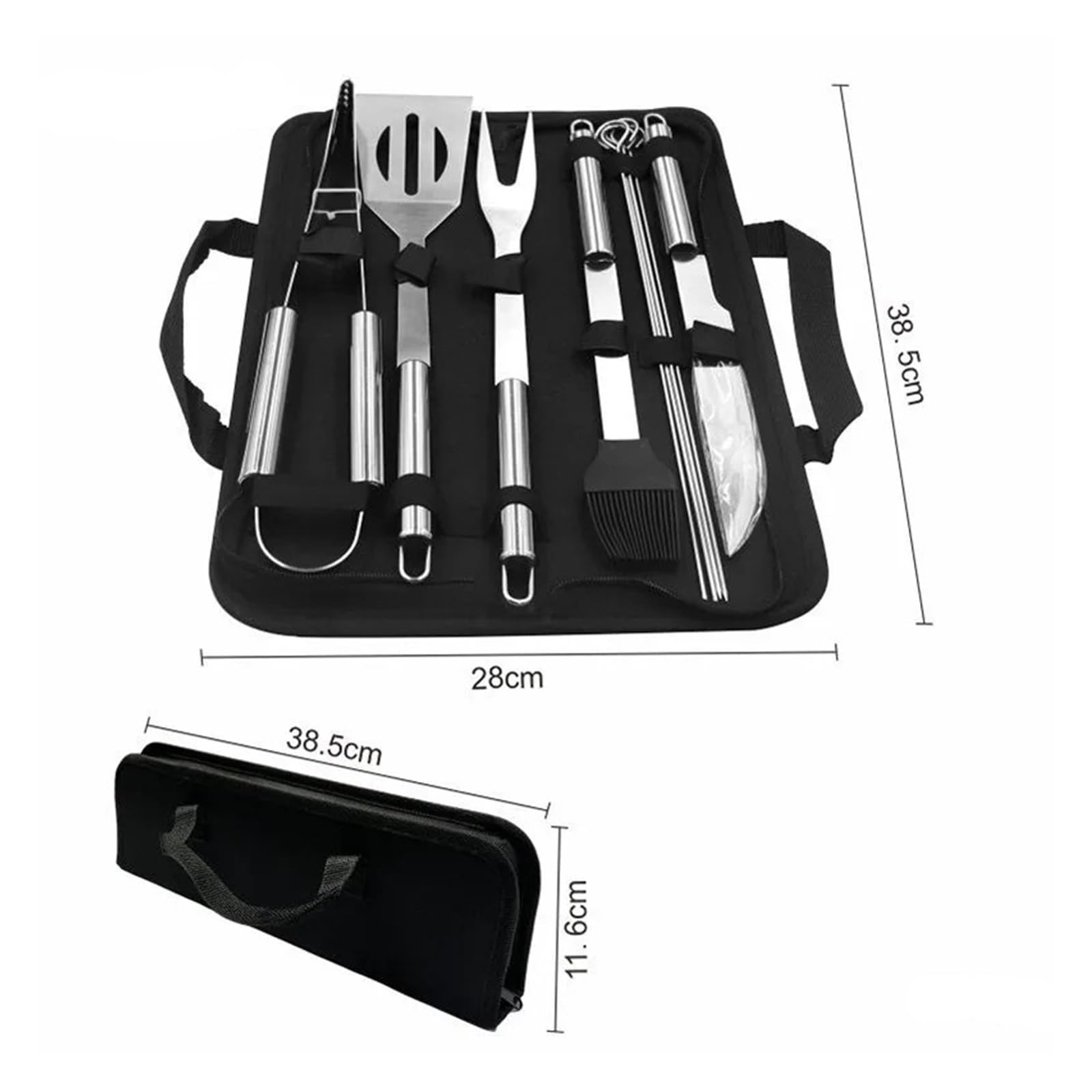 Ensemble d'accessoires for Barbecue, Kit d'ustensiles en Acier Inoxydable avec Sac, Outils Pratiques Portables for l'extérieur(3 Pieces Set)