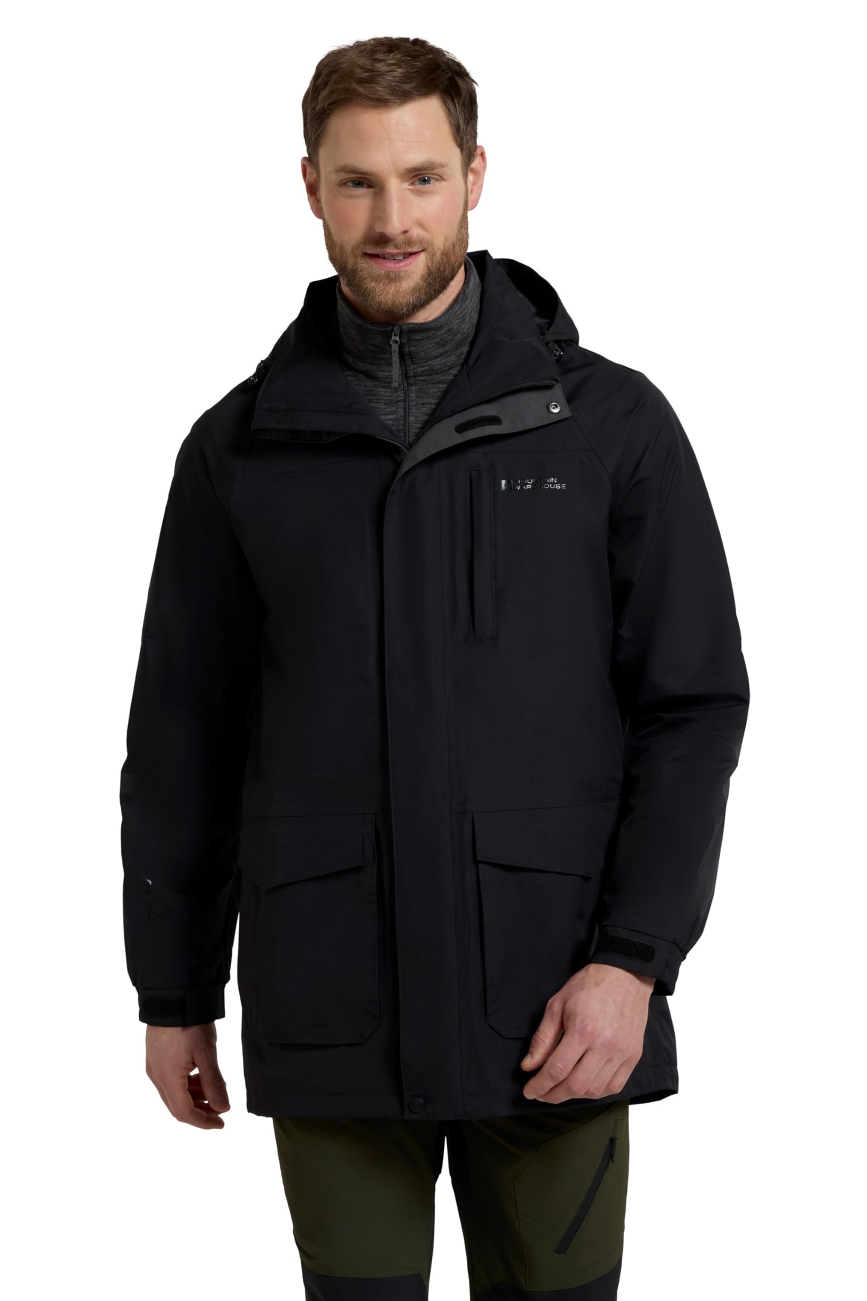 Mountain Warehouse Men's Black Glacier Ii Long Waterproof Jacket 3XL