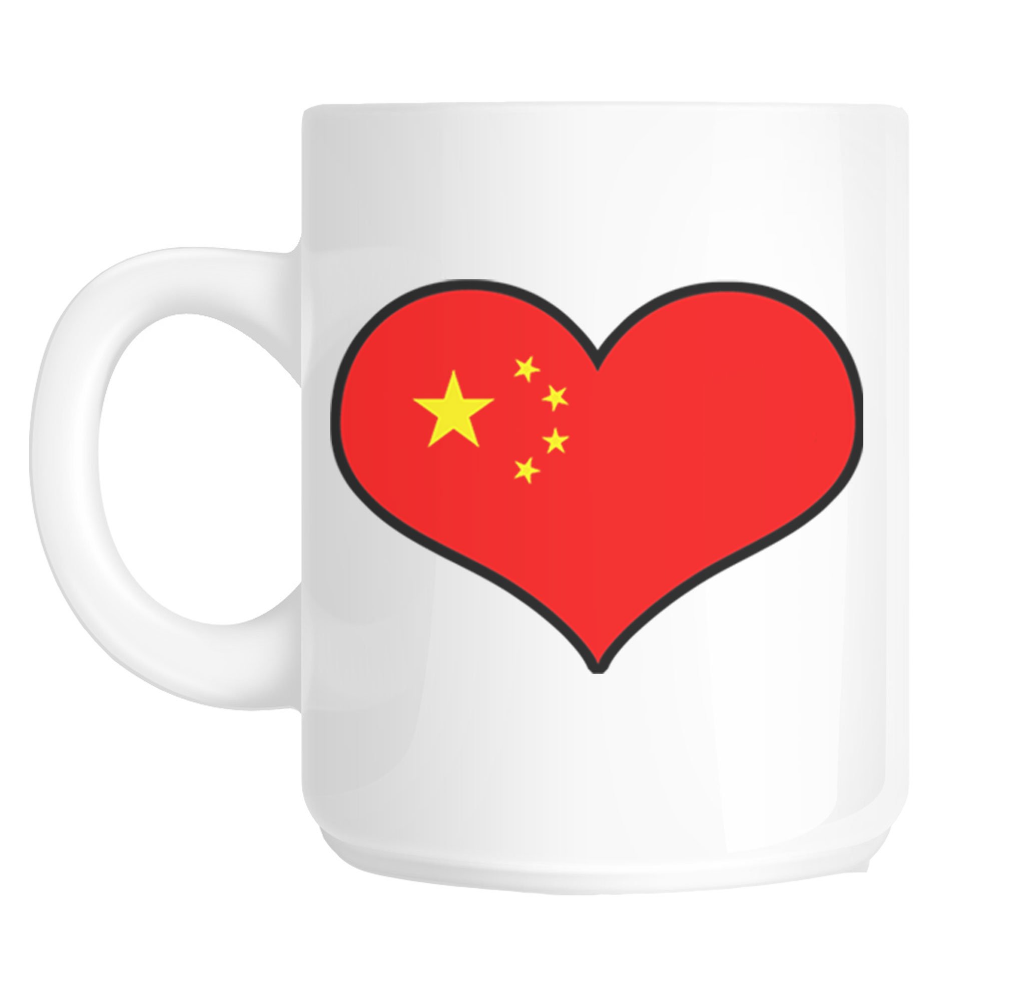 Shaniztoons White I Love Heart China Flag Design Gift Mug