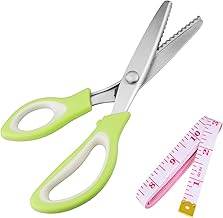 Qoosea Pinking Shears Scissors for Fabric Zig Zag Scissors with Serrated Cutting Edge Scissors with Serrated Cutting Edge, Professional Sewing Pinking Shear for Fabric/Leather/Paper Craft