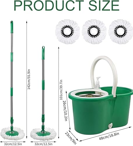 Miniatura 3 de Trapeador y cubo para el hogar manos libres con juego de escurridor, juego de cubo giratorio de 360 con 3 cabezales de repuesto de microfibra y