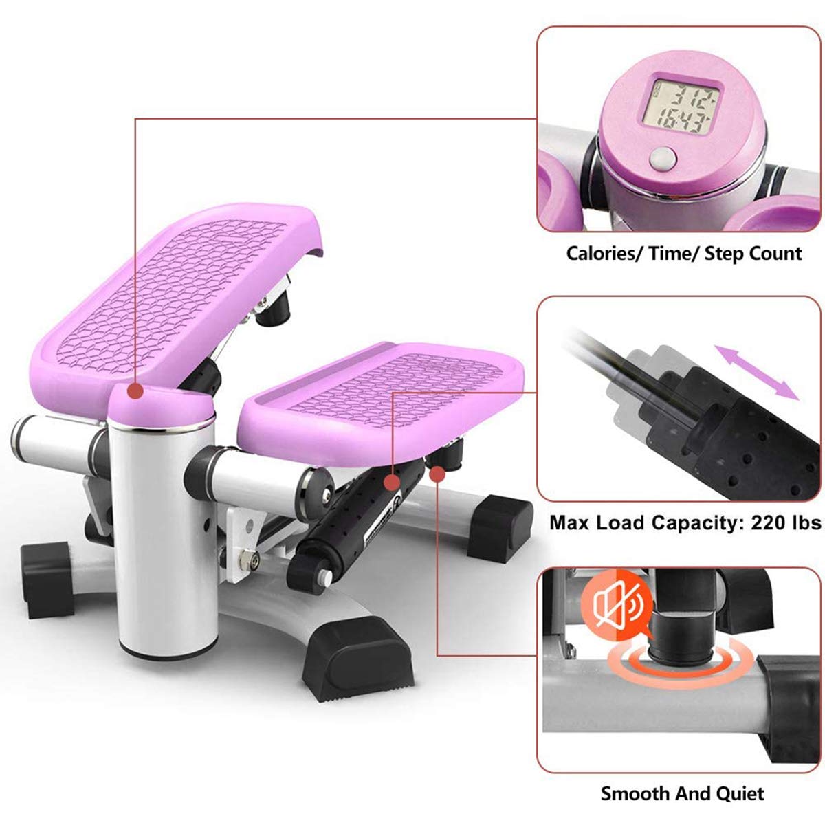 Stepper Fitness, Stepper per Scale Portatile 2 in 1, Step Twister per Fitness in Vita con Monitor LCD, Antiscivolo per Principianti e Professionisti