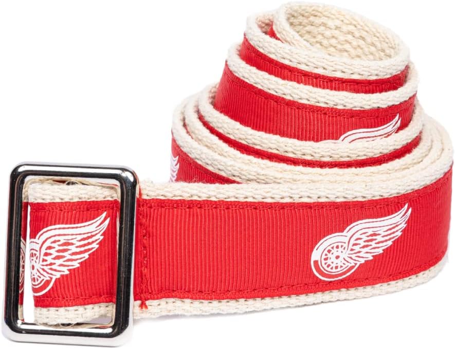GELLS Detroit Red Wings NHL Hockey Belt Officially Licensed With Nickel Finished Brass Buckle And Logo Tin