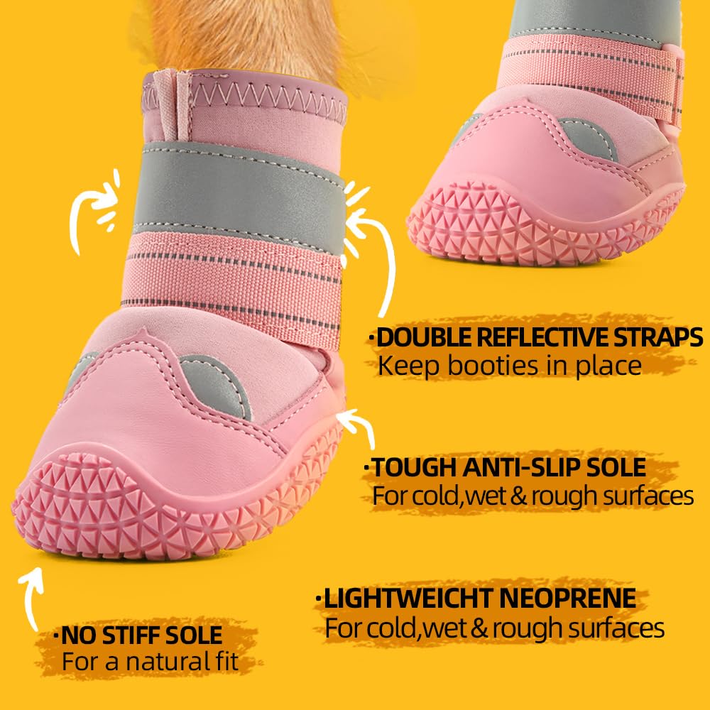 Chaussures pour Chiens de Grande Taille, Bottes et Protections de Pattes pour sols en Bois Dur, Bottes d'extérieur pour Chien pour Trottoir Chaud, Hiver, Neige, randonnée – Chaussures imperméables