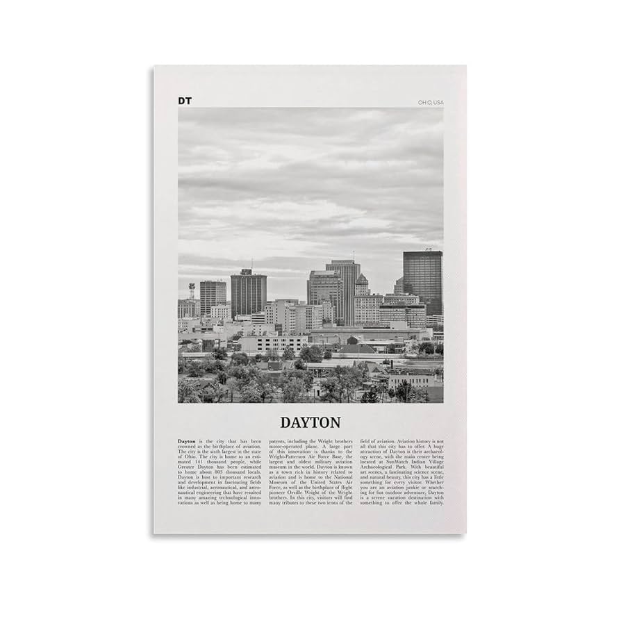 Amazon.com: Dayton Print Black And White, Dayton Wall Art